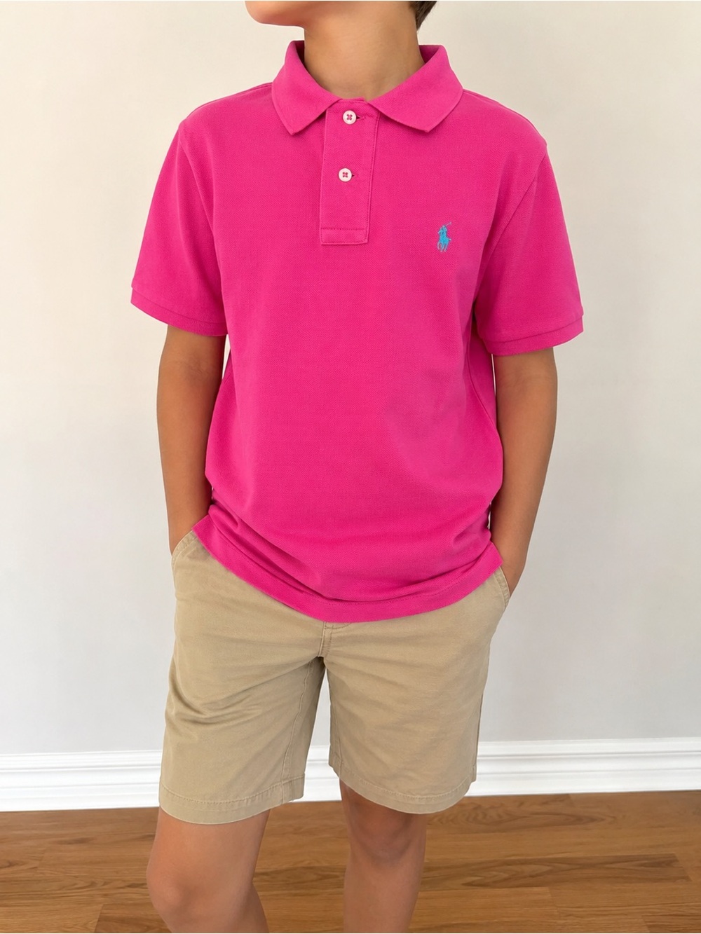 Polo Ralph Lauren Boys Pink Piqué Short Sleeve Logo Polo Shirt, L(14-16)